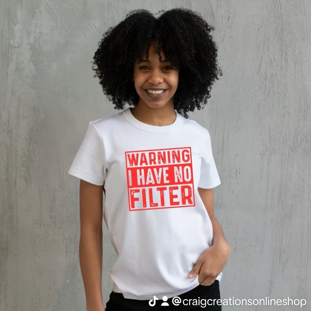 White 'No Filter' Graphic Tee
